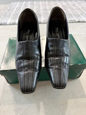 Paul Green Lucy Sport Black Leather Slip-On Heel with Contrast Stitching 8.5